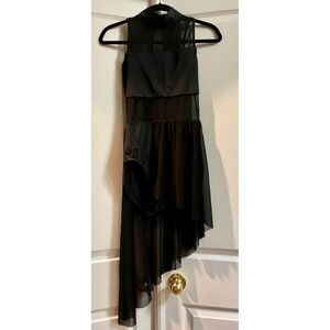Balera Mesh Dress With Half Skirt Size MA Medium Black Asymmetrical D10496